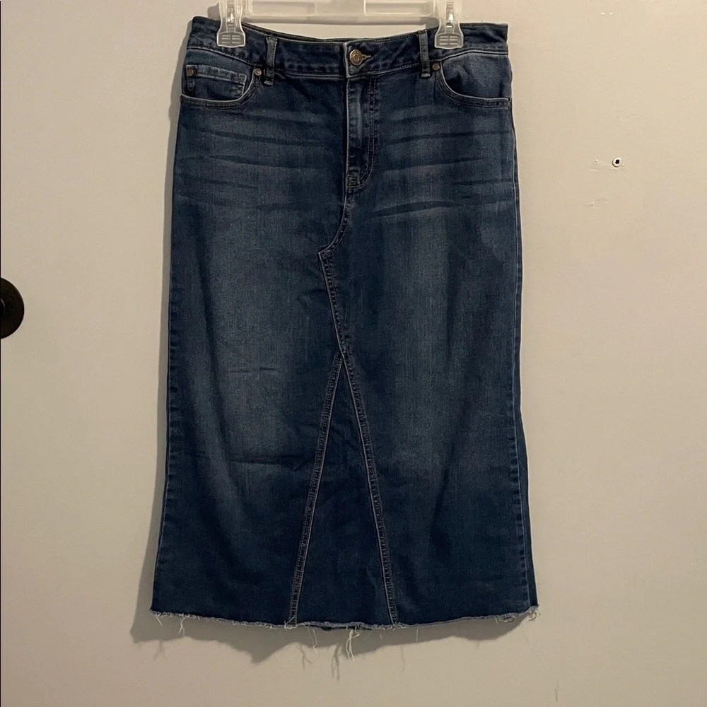 Denim Midi Skirt - Picture 1 of 8